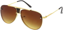 Dweebzilla Rimless Floating Lenses Brow Bar Turbo Aviator Sunglasses