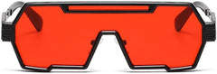 bullabulling Fashion Cyber Visor Sunglasses for Men Retro Steampunk One Piece Irregular Metal Frame Sunglasses UV400