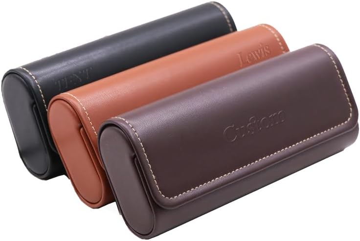 Custom Hard Shell Eyeglasses Case Personalized Name Initials Embossed Sunglass Glass Case Portable Lightweight PU