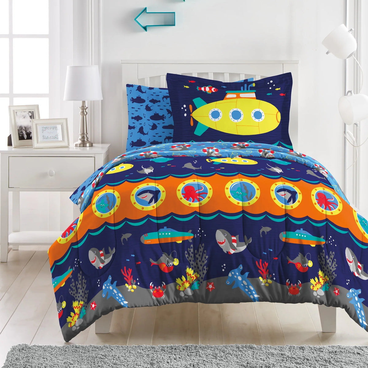 Dream Factory Submarine Microfiber Bed in a Bag with Sheet Set