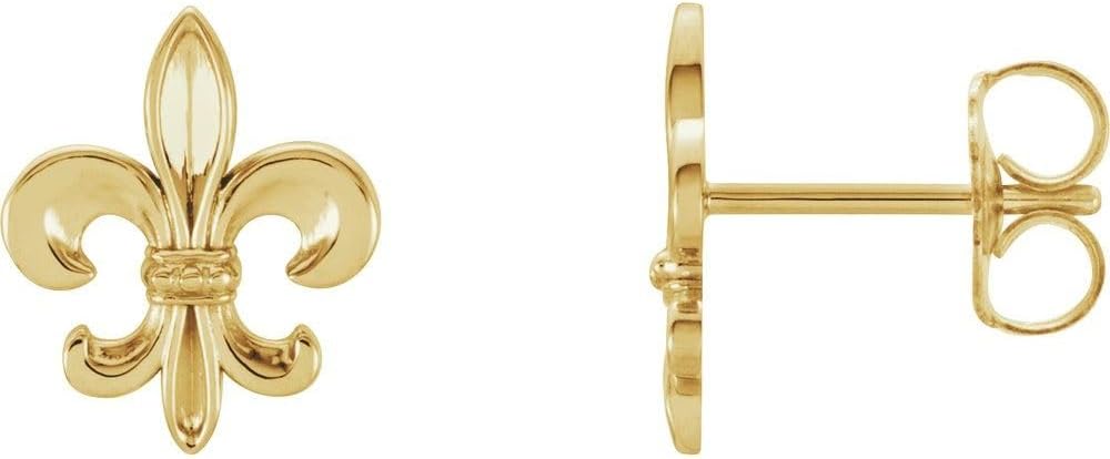 Fleur-de-lis Biker Stud Earrings (10mm x 8.9mm)