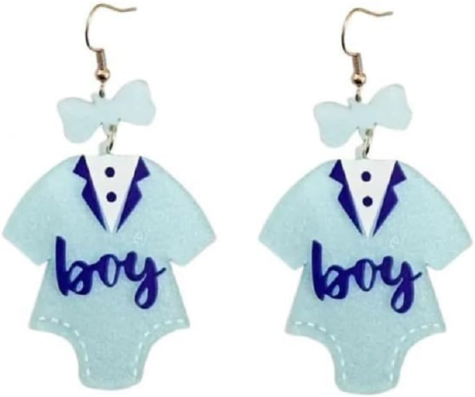 Gender Reveal Earrings Glitter Blue Pink Dress Acrylic Drop Dangle Earrings for Gender Reveal Pregnancy Announcement Cute New Mom To Be Gifts Party Jewelry