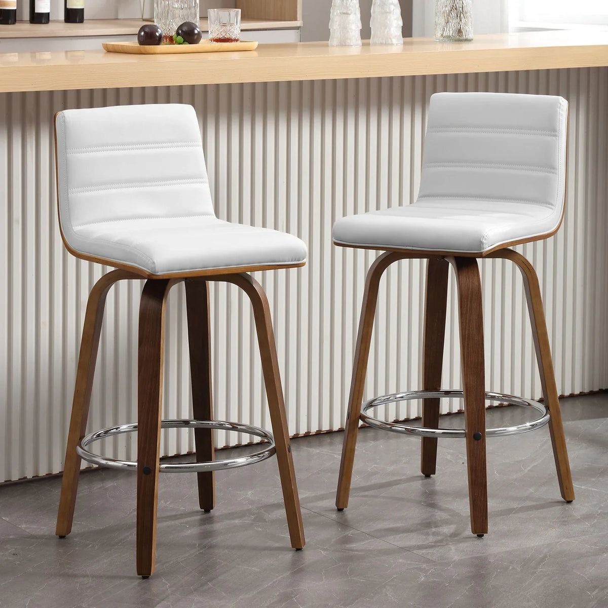 26"/29" Faux Leather Swivel Bar/Counter Stools, Set of 2/3