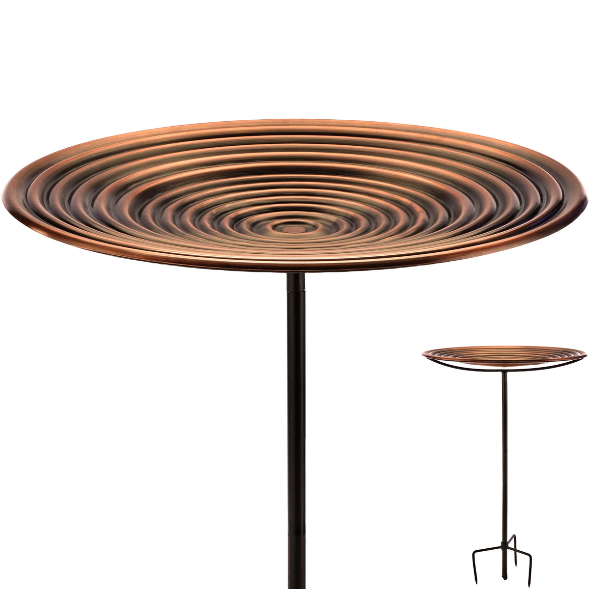 20" Bronze Ripples Bird Bath with Garden Pole