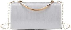 PU Leather Evening Bag French Simple Clutch Purses(Gray)