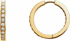 3/4 Cttw Diamond Inside Outside 17.38mm Hoop Huggie Earrings (.75 Cttw)