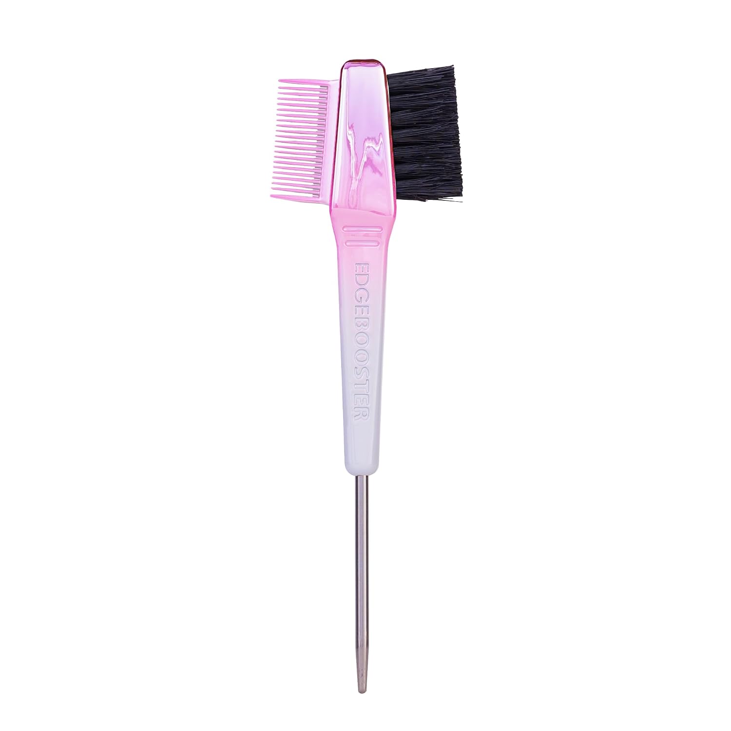 Style Factor EDGE BOOSTER® Edge Brush+Comb Mini | Baby Hair Brush/Travel Brush with Compact Case | Travel Size Dual-Ended Boar Bristles & Pintail Comb for Edges, Parting & Styling | Purple/Green