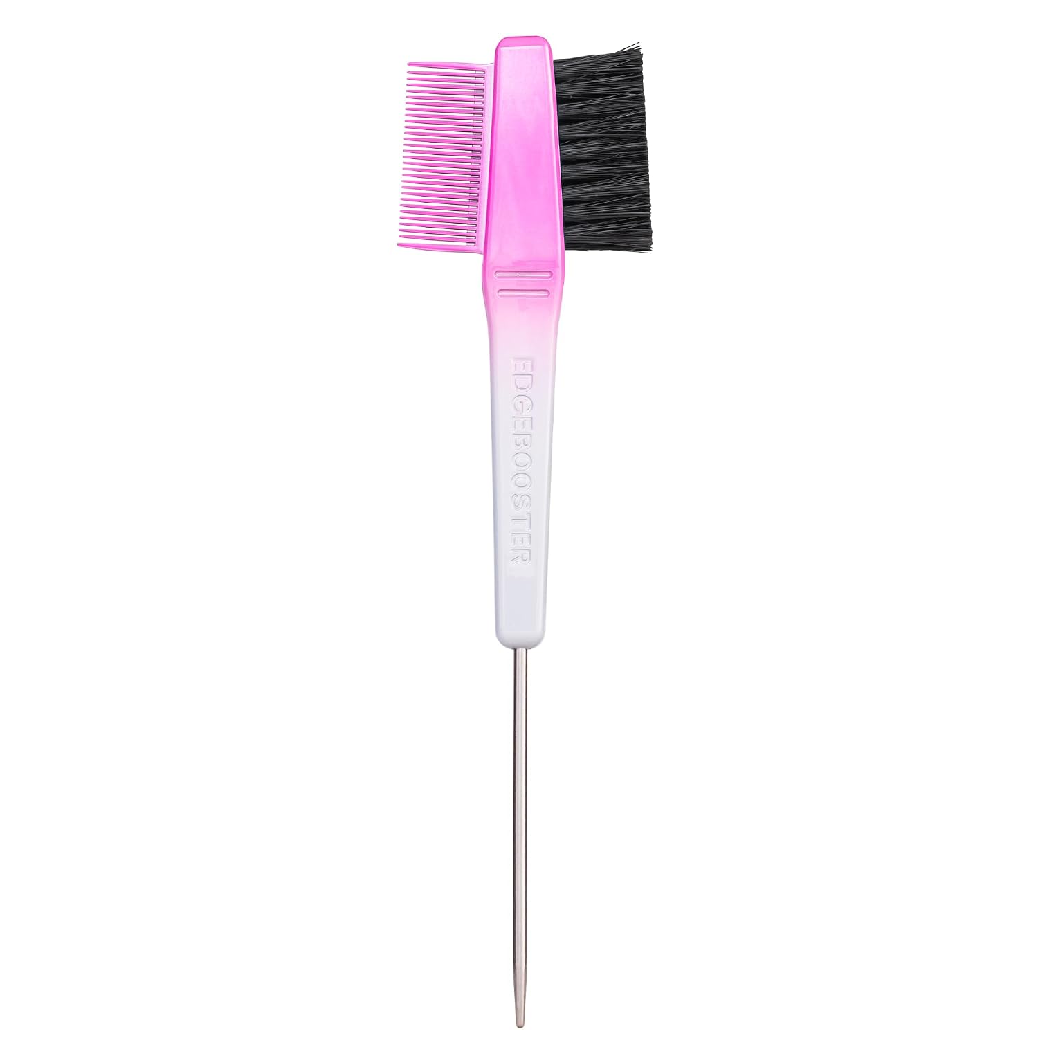 Style Factor EDGE BOOSTER® Edge Brush+Comb Mini | Baby Hair Brush/Travel Brush with Compact Case | Travel Size Dual-Ended Boar Bristles & Pintail Comb for Edges, Parting & Styling | Purple/Green
