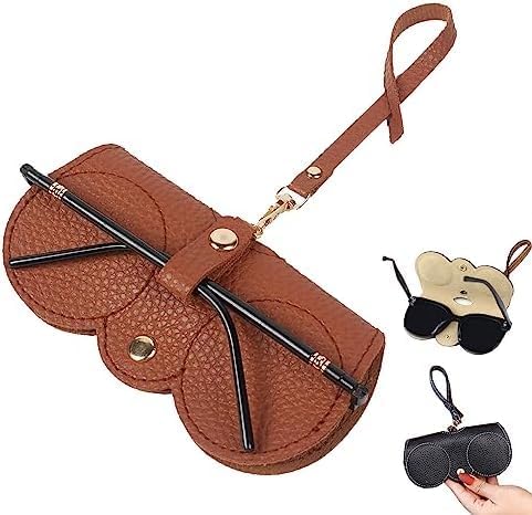 PRIMUZ Portable Pu Sunglasses Bag, Glasses case that can be suspended from the outside of your bag, Protect Glasses