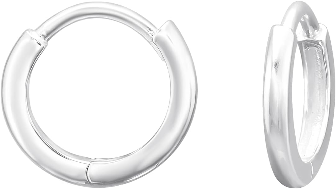 925 Sterling Silver 2mm Thick Huggie Hoop Earrings, Sold as a Pair