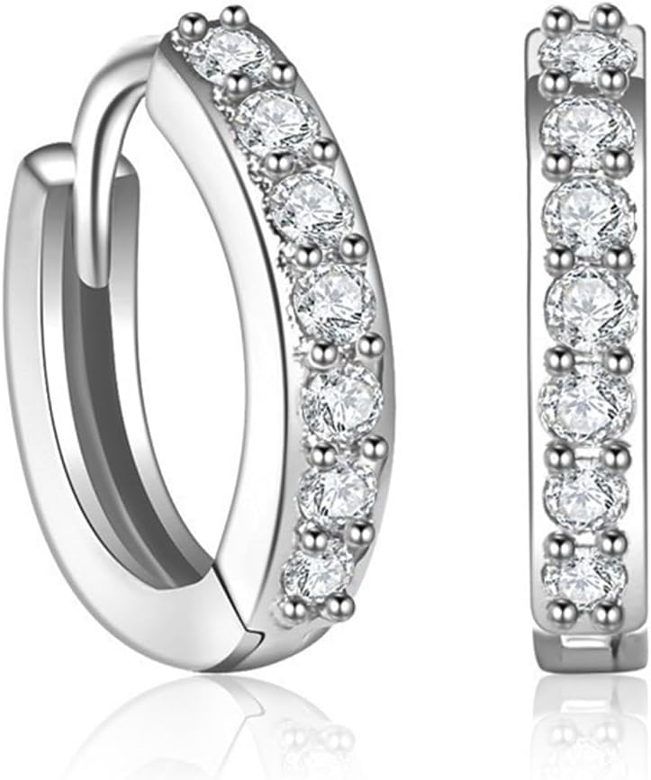 MALOYANVE Titanium Huggie Earrings Delicate Lightweight Statement Cubic Zirconia Hoop Earrings Wedding Mothers Day Jewelry Gifts for Men Women