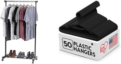 IRIS USA Extra Small Hangers 50 Pack, 11.87" W x 6.75" H, Clothes Hangers with Shoulder Grooves, S- Shaped Design, for Shirt Dress, Durable Flexible, Space Saving Laundry Room Closet Organizer, White