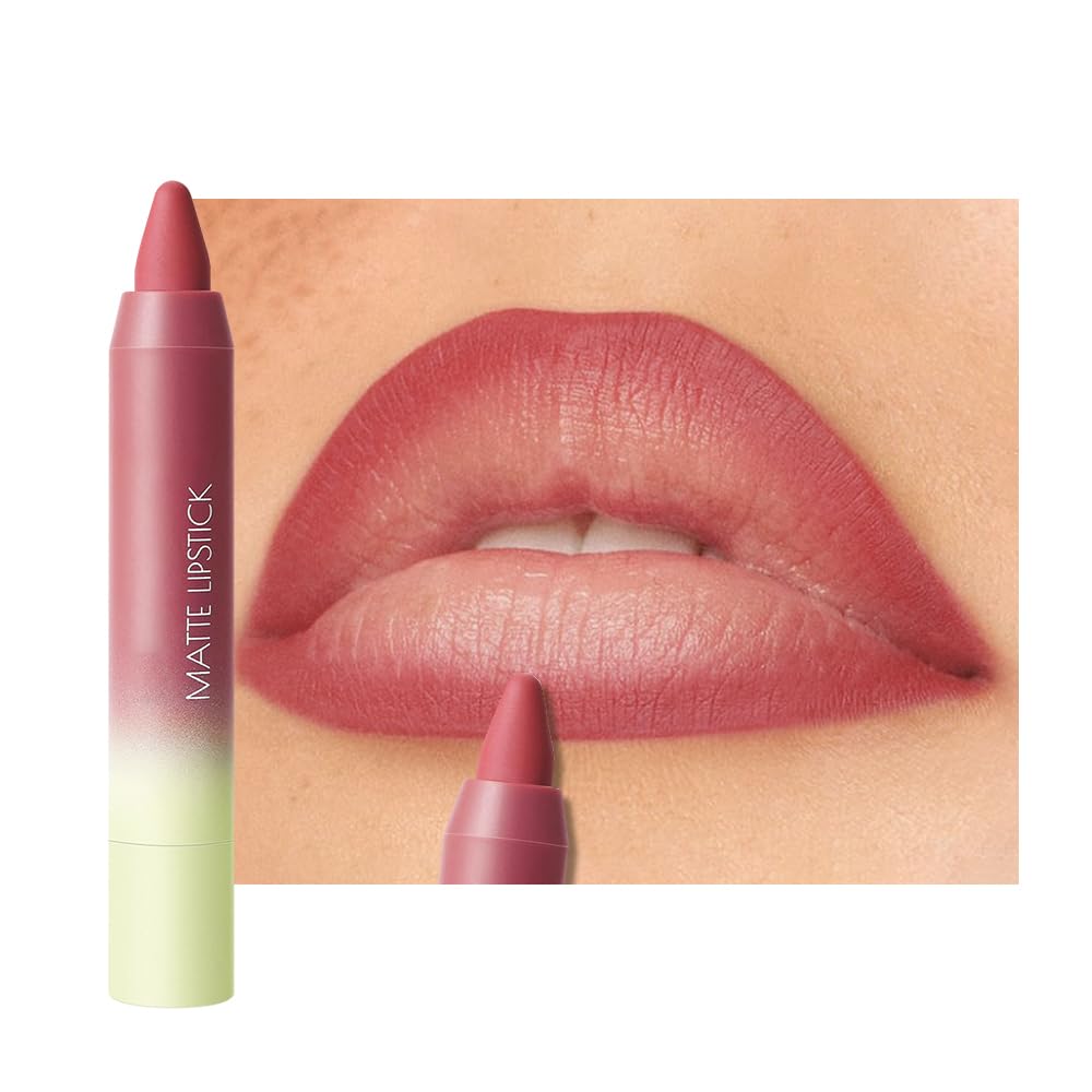 Matte Lip Lipstick Crayon Lip Liner Thick Pencil, High-Pigment Outline lips, Non-sticky Matte Velvet Texture, Waterproof & Smudge-Proof Longwear Pigmented, Fit for all tones 02#