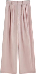 Womens Casual Baggy Pants Solid Color High Waist Business Casual Trousers Pant with Pockets