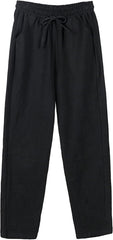 Women Summer Palazzo Pants High Waisted Wide Leg Long Trousers Elastic Drawstring Waist with Pockets Daily Wear