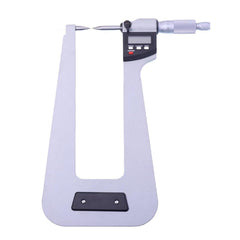 Digital Sheet Metal Micrometer 0-1 Inch, Dual 30° Pointed Anvils, Electronic Deep Frame Micrometer with LCD Display, ±0.00005" Accuracy for Grooves, Slots & Hard-to-Reach Areas (2" Depth)