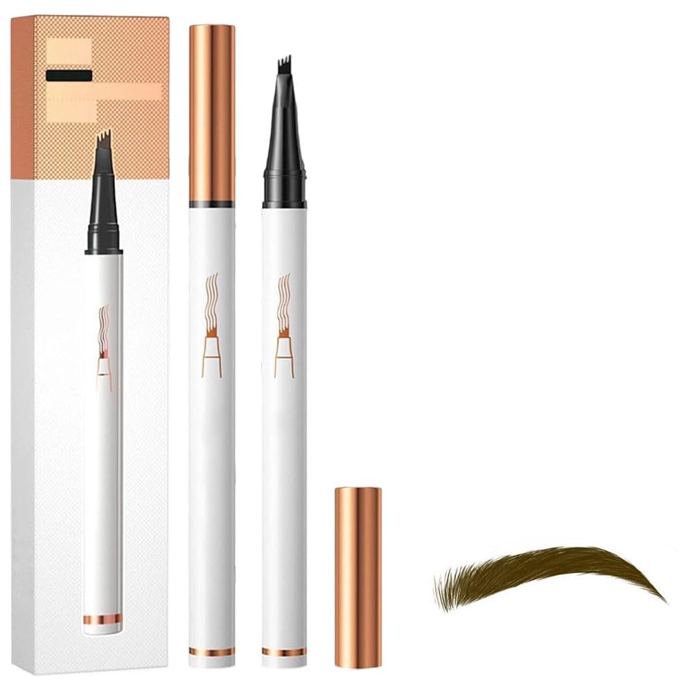 Upgraded Waterproof Magic Eyebrow Pencil, 2025 New 3D Microblading Eyebrow Pencil Contouring Pen 4 Tipped Pen, Natural Makeup Long-Lasting for Women (Light Brown)
