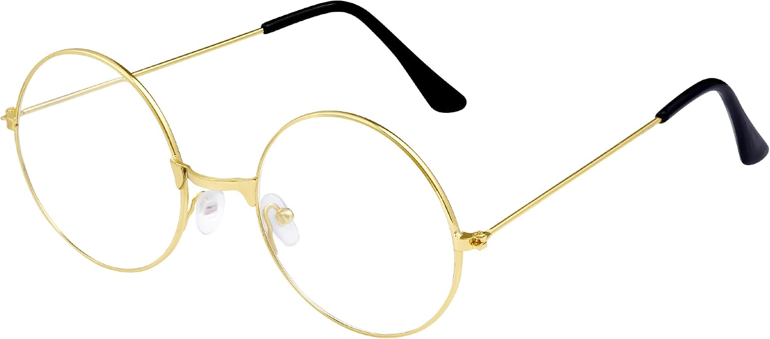hoyuwak Retro Round Glasses Clear Lens Circle Glasses Non-Prescription Metal Frame Round Costume Eyeglasses for Women Men