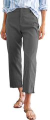 Linen Pants Women High Waisted Summer Casual Capris for Women 2025 Ladies Cropped Trousers for Seniors with Pockets