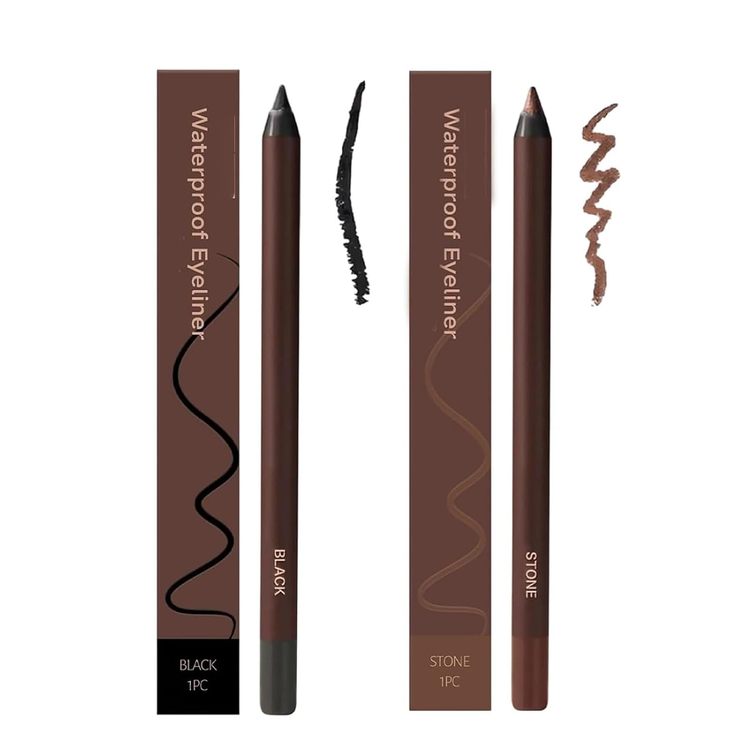 Persona Eyeliner Pencil Waterproof, Waterproof Eyeliner Duo Sharpenable Eye Pencil, No Smudging, Fading, 2 in 1 Eye Liner and Eyebrow Pencils, Smooth and Easy to Color (Chocolate+Brown)