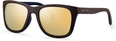 TR90 Frame Square Polarized Sunglasses for Men, Lightweight Texture, Integrated Nose Support, Blue Mirrored Lenses