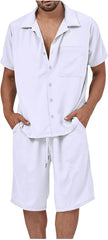 Cambkatl Men's Summer Tracksuit Sets Short Sleeve Casual Lapel Shirt Pocket Beach Shorts 2 Piece Lounge Vacation Outfits