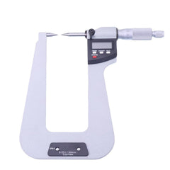 Digital Sheet Metal Micrometer 0-1 Inch, Dual 30° Pointed Anvils, Electronic Deep Frame Micrometer with LCD Display, ±0.00005" Accuracy for Grooves, Slots & Hard-to-Reach Areas (2" Depth)