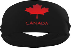 Canadian Maple Leaf Sports Sweatbands for Men Women, Non Slip Elastic Wristbands Headbands for Basketball Tennis Workout Gym Yoga, Absorbent Breathable Black