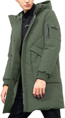 Pioneer Camp Men's Winter Coats Water-Repellent Windproof Thicken Parkas Long Hooded Padded Puffer Jacket