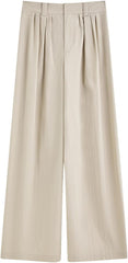 Womens Casual Baggy Pants Solid Color High Waist Business Casual Trousers Pant with Pockets