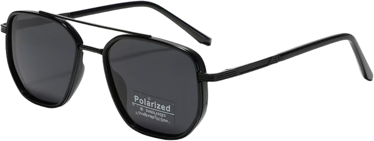 Vintage Polarized Sunglasses, TR90 Frame, Brown Lens, Unisex Square Aviator Style