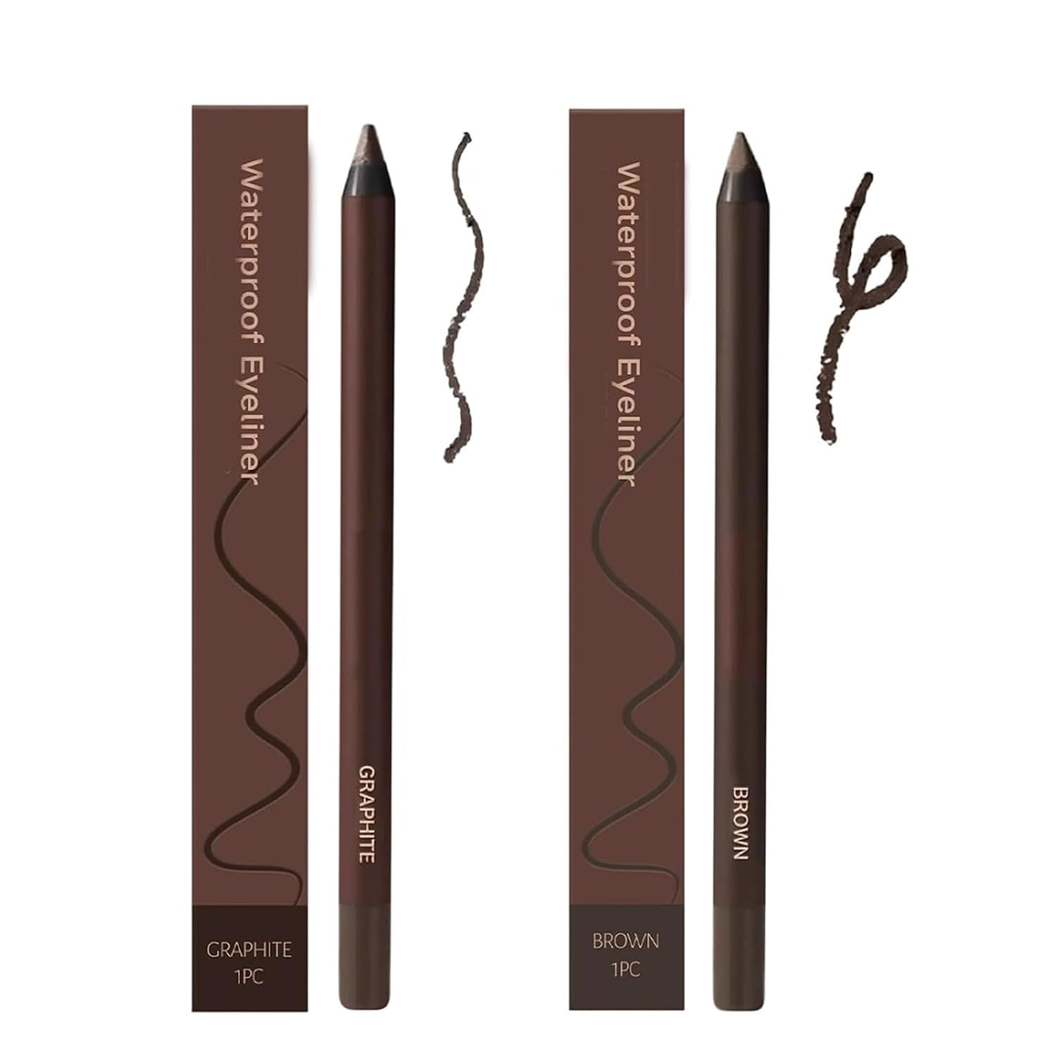 Persona Eyeliner Pencil Waterproof, Waterproof Eyeliner Duo Sharpenable Eye Pencil, No Smudging, Fading, 2 in 1 Eye Liner and Eyebrow Pencils, Smooth and Easy to Color (Chocolate+Brown)