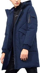 Pioneer Camp Men's Winter Coats Water-Repellent Windproof Thicken Parkas Long Hooded Padded Puffer Jacket
