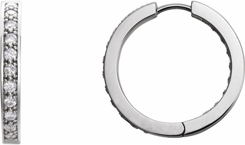 3/4 Cttw Diamond Inside Outside 17.38mm Hoop Huggie Earrings (.75 Cttw)