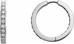 3/4 Cttw Diamond Inside Outside 17.38mm Hoop Huggie Earrings (.75 Cttw)