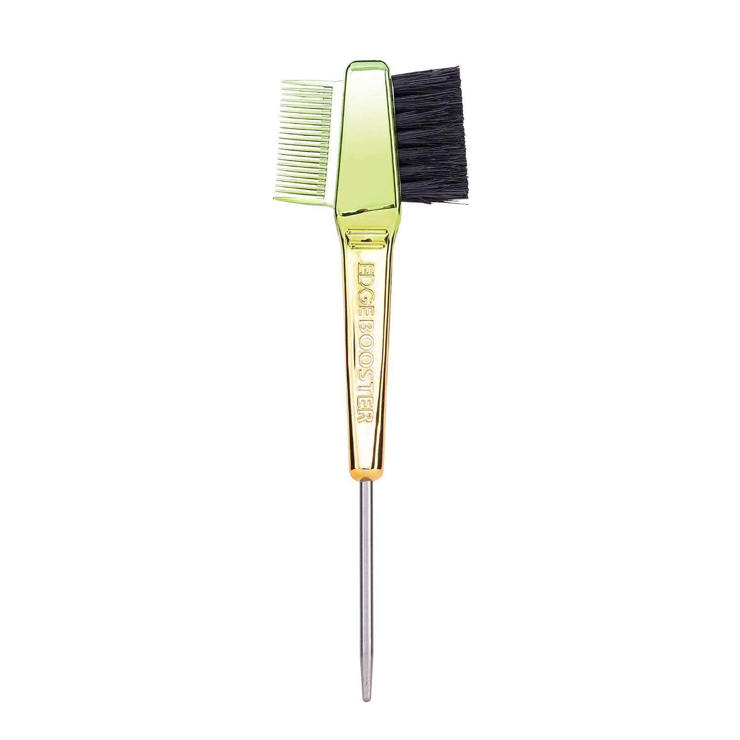 Style Factor EDGE BOOSTER® Edge Brush+Comb Mini | Baby Hair Brush/Travel Brush with Compact Case | Travel Size Dual-Ended Boar Bristles & Pintail Comb for Edges, Parting & Styling | Purple/Green