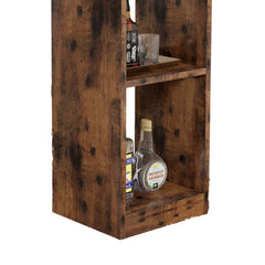 Bar Height Table, Glass Racks w Bottle Holders, 73 Inch Classic Brown