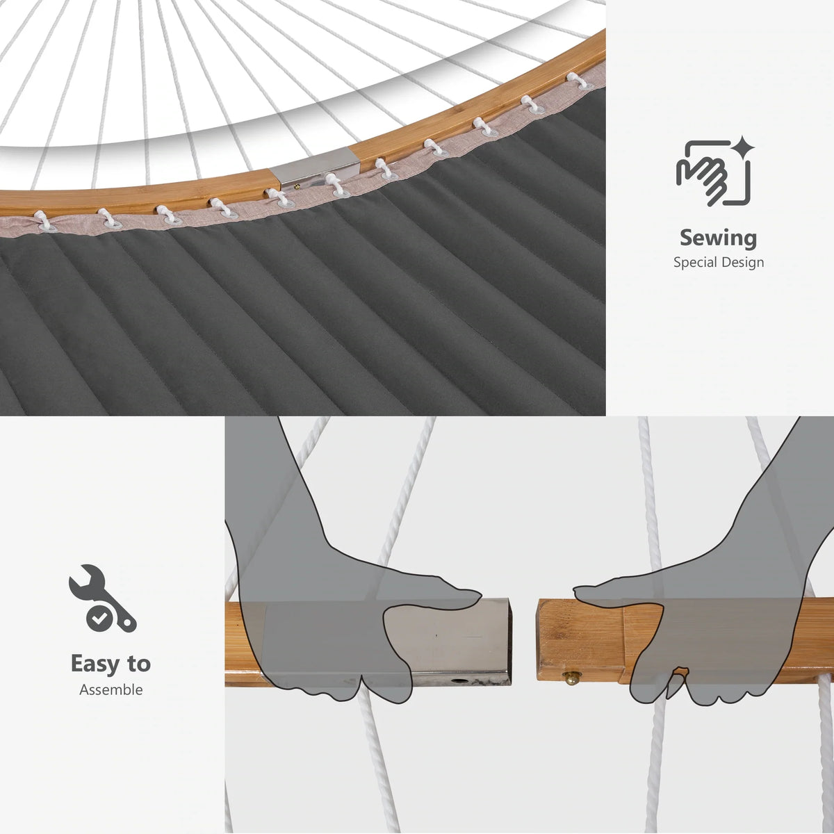 2-person Outdoor Hammock with Stand & Pillow