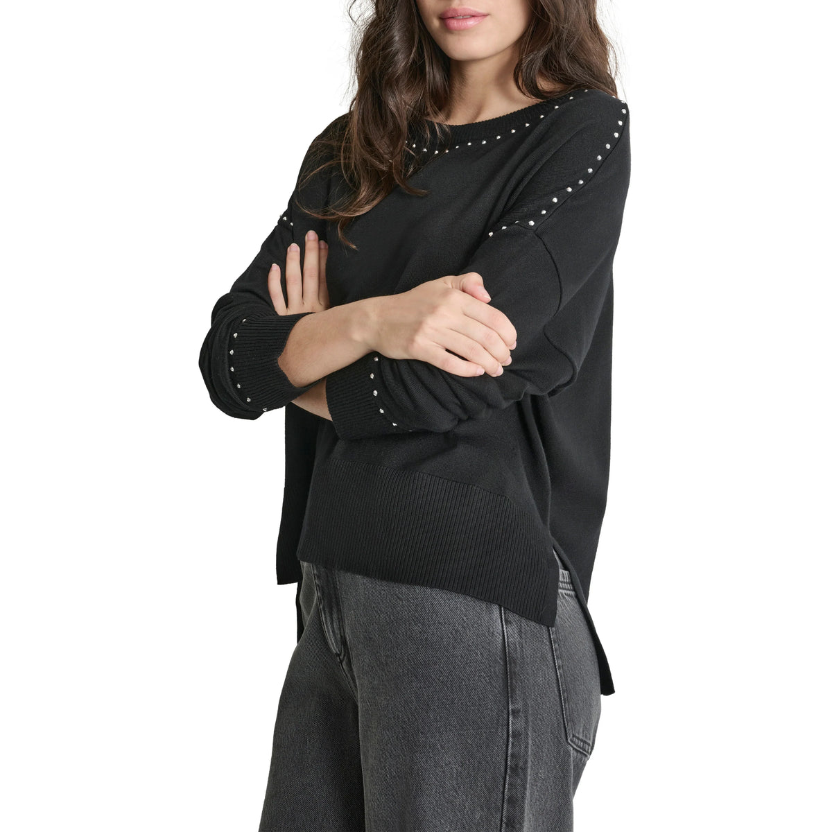 DKNY Studded Crewneck Sweater