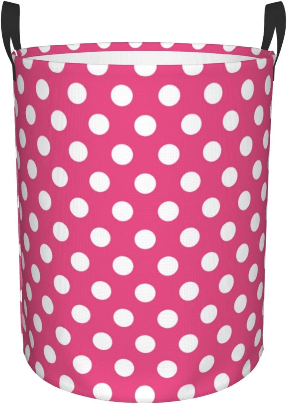 Hot Pink Polka Dot Print C Laundry Basket, Laundry Hamper for Bedroom Apartment College Dorm Room Essentials, Dirty Clothes Hamper for Bedroom Decor Aesthetic