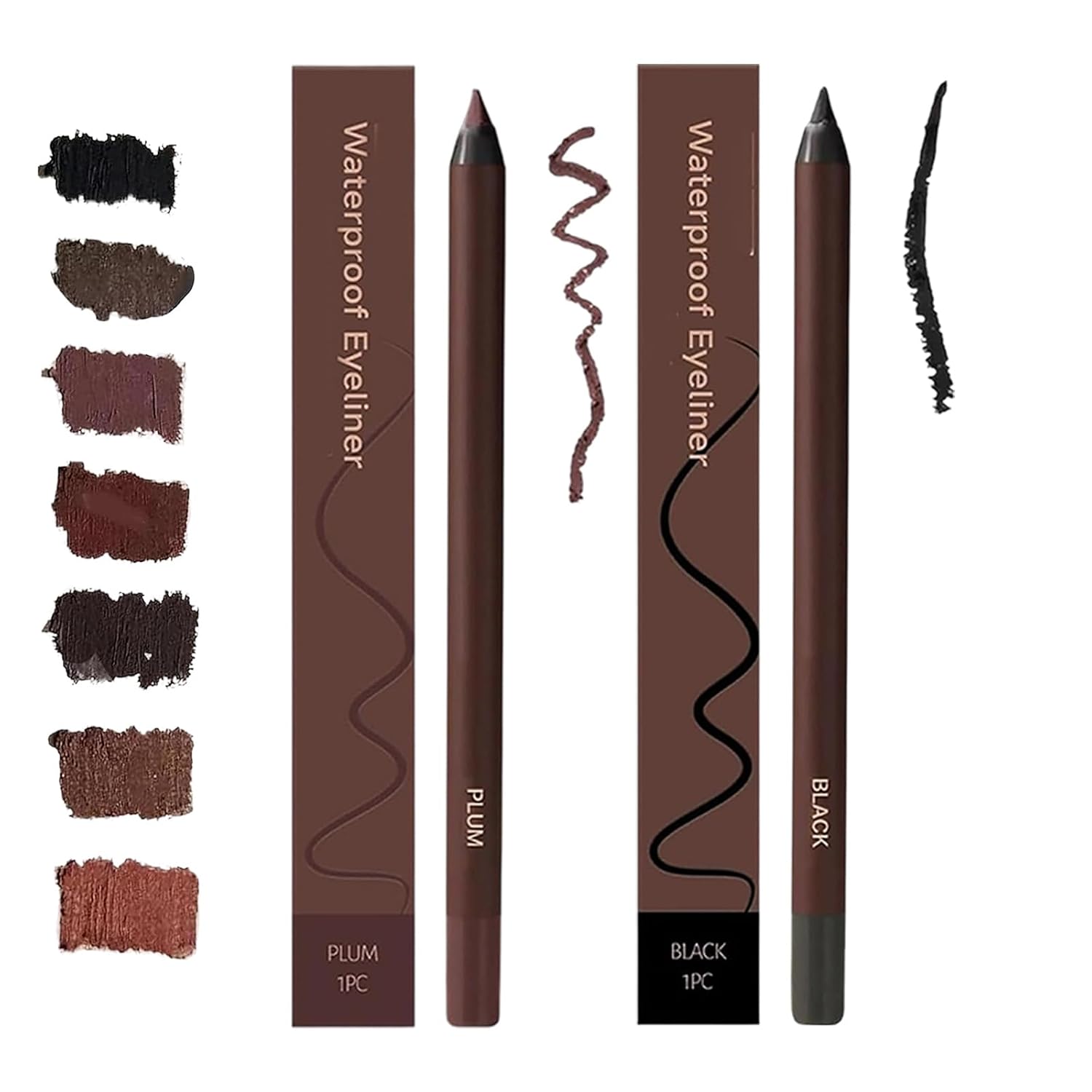 Persona Eyeliner Pencil Waterproof, Waterproof Eyeliner Duo Sharpenable Eye Pencil, No Smudging, Fading, 2 in 1 Eye Liner and Eyebrow Pencils, Smooth and Easy to Color (Chocolate+Brown)