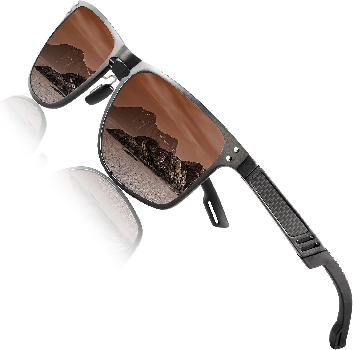 ANYLUV Polarized Sunglasses for Men Rectangular Classic Al-Mg Metal Frame Sun Glasses Mens Sunglasses with UV Protection