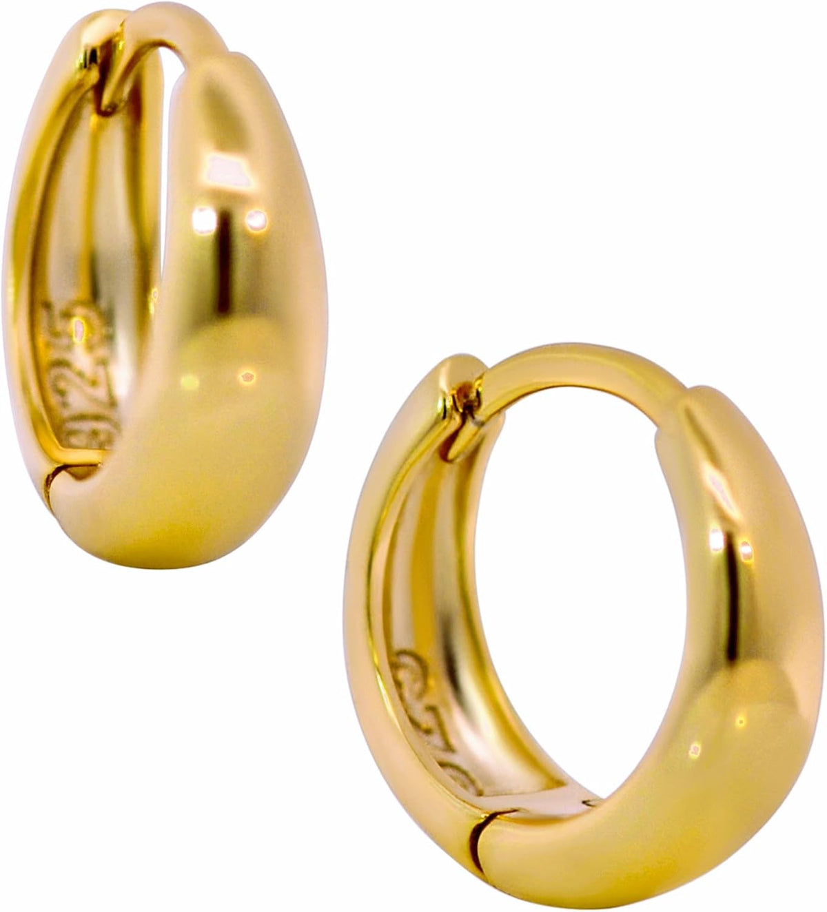 925 Sterling Silver Tapered Huggie Hoop Earrings, Sold as a Pair