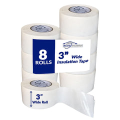 BlueTex Insulationㅤ3 Wide x 180' Long White Vapor Barrier Seam Tape - 16 Rolls Bulk Pack, Great for Crawlspaces, Waterproofing, Insulation Repairs, Underlayment Seams, Metal Building Insulation Seams