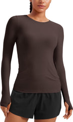 CRZ YOGA Womens Cloudweight Long Sleeve Workout Tops Lightweight Athletic Basic Shirts Soft Casual T-Shirt with Thumb Hole