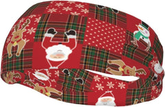 Christmas Snowman Santa Claus Snowflake Headbands for Men Women Soft Elastic Sweat Bands Sports Workout Headbands for Men Adjustable Sweatbands for Head Basketball Football Cycling Running Yoga