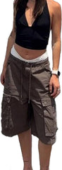 Women's Cargo Jeans High Waist Loose Fit Stretchy Distressed Denim Pants Multi-Pockets Casual Workwear Streetwear