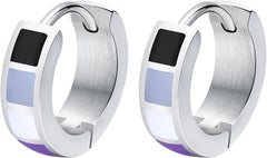 HIJONES Stainless Steel Rainbow Earrings for Men and Women Gay Lesbian LGBT Pride Flag Huggie Ear Studs