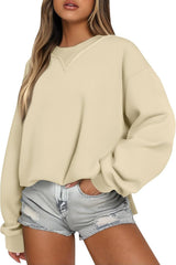 Crewneck Sweatshirts Women Side Slit Drop Shoulder Oversized Sweatshirt Big And Tall Basic Baggy Fleece Pullover Tops