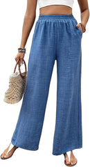 Solid Color Wide Leg Pants Women High Waist Lounge Pant